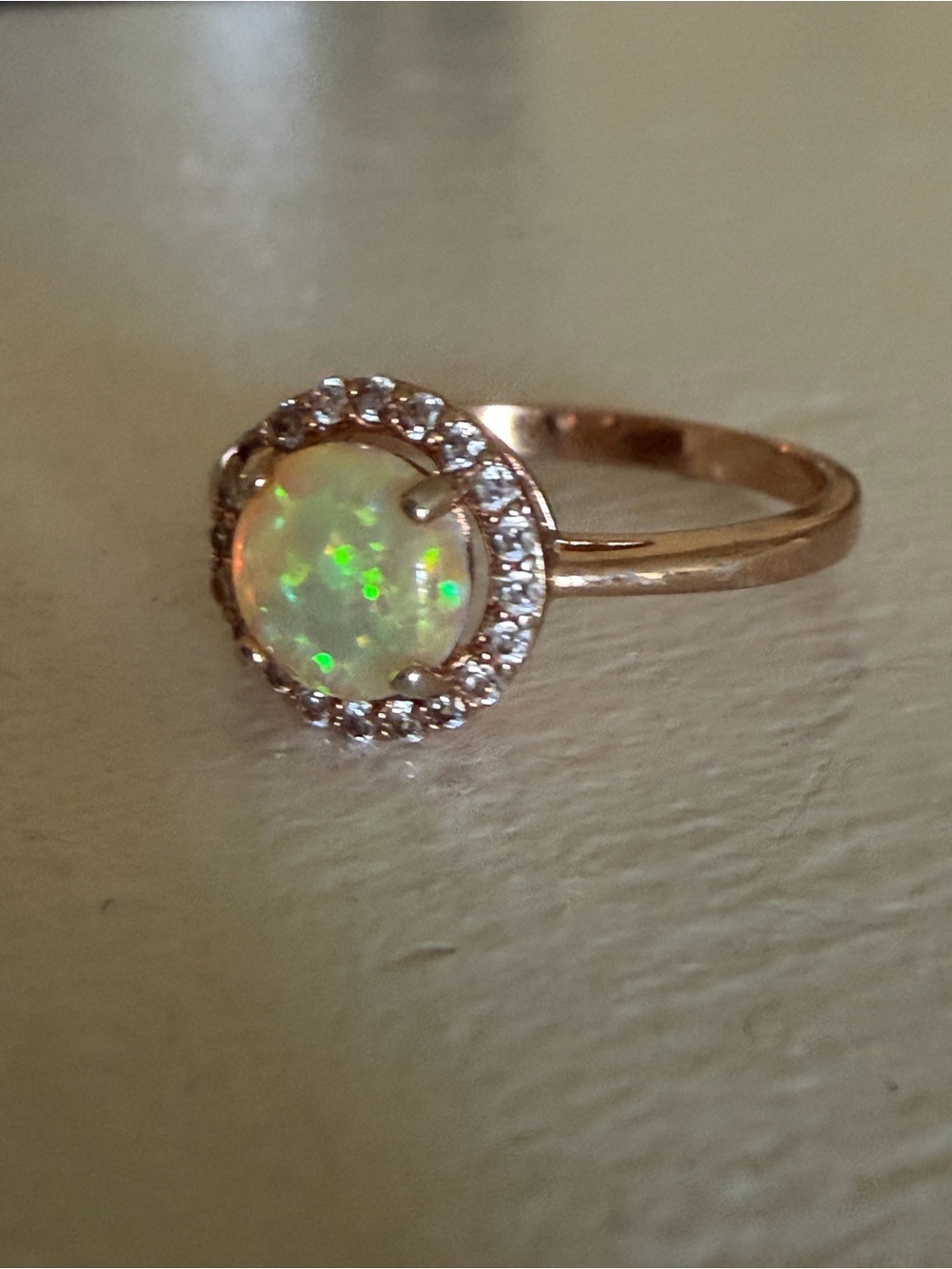 Opal Halo Ring in Rose Gold sz 6